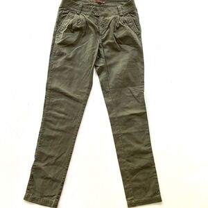 Tea Collection Pants Women's 2 31x29 Green Pleated Woven Trousers Casual Classic